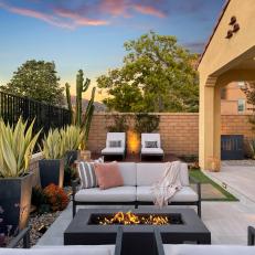 Contemporary Outdoor Area with Fire Pit