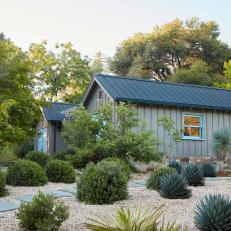 Gray Home Exterior and Succulent Garden