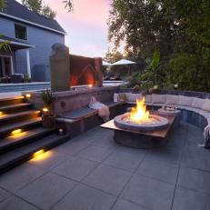 Sunken Outdoor Sitting Area With Fire