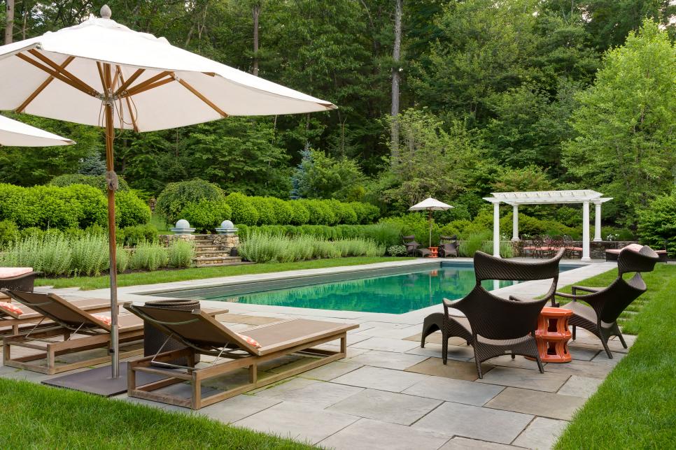 Pool With Black Armchairs