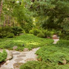 Zen Garden With White Gravel Path
