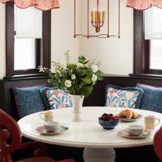 Country Breakfast Nook With Red Valances