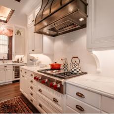 Traditional White Kitchen With Checked Kettle