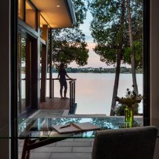 Lakefront Balcony and Glass Desk