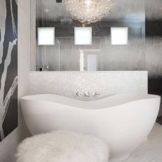 Glamorous Black and White Bathroom With Soaking Tub