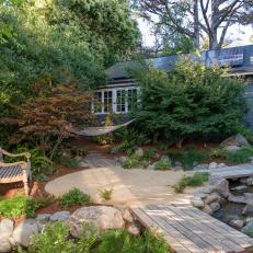 Backyard Garden With Bench and Hammock