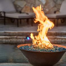 Backyard Fire Pit With Blue Stones