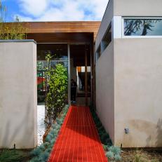 Red Front Walkway With Grid