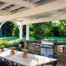 Pergola Covered Dining Area and Grill
