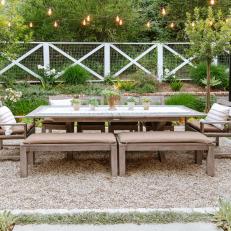 Outdoor Dining Area With Brown Cushions