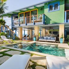 Tropical Waterfront Home In Bright Colors