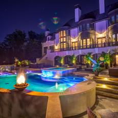 Pool and Stairs With Bright Lights