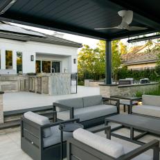 Contemporary Covered Patio and Outdoor Kitchen