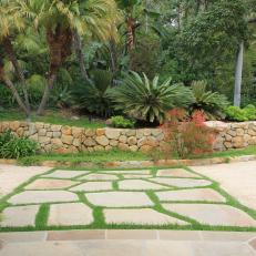 Driveway With Pavers and Grass