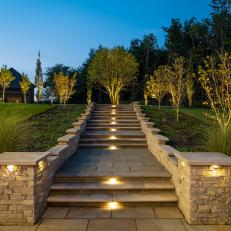 Limestone Stairs With Lights