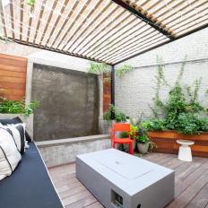 Urban Outdoor Sitting Area With Gray Table