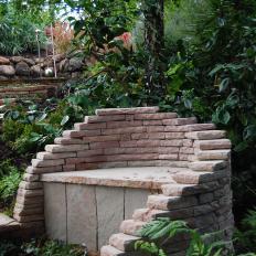 Stacked Stone Bench in Garden