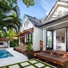 Tropical Backyard With Small Decks
