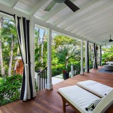 Tropical Porch With Mahogany Floor