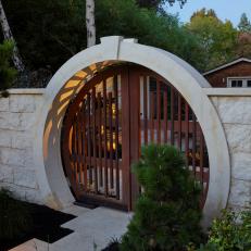 Rounded Gate with Wooden Panels