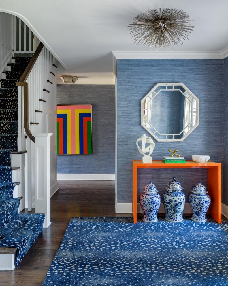 Blue and White Entryway
