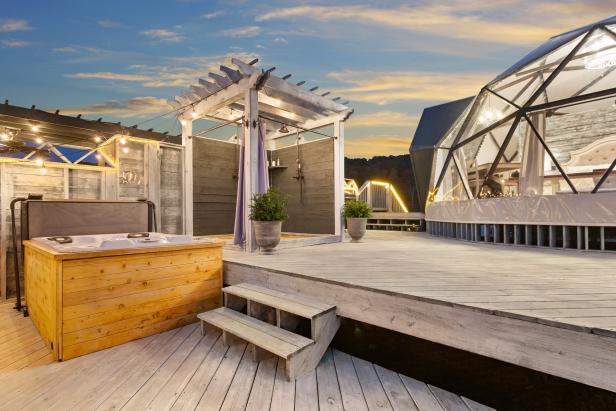 A Geodesic Dome With A Hot Tub And Outdoor Shower | HGTV