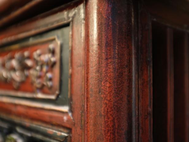 Aged Finish on a Chinese Cabinet
