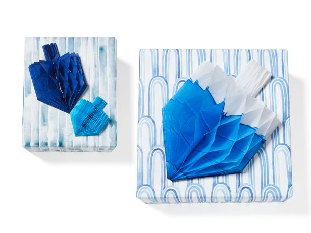 DIY Hanukkah Gift Wrapping Idea With Dreidels