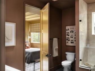 Brown Bathroom With Skylight