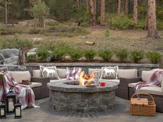 Fire Pit and Red Plaid Throws