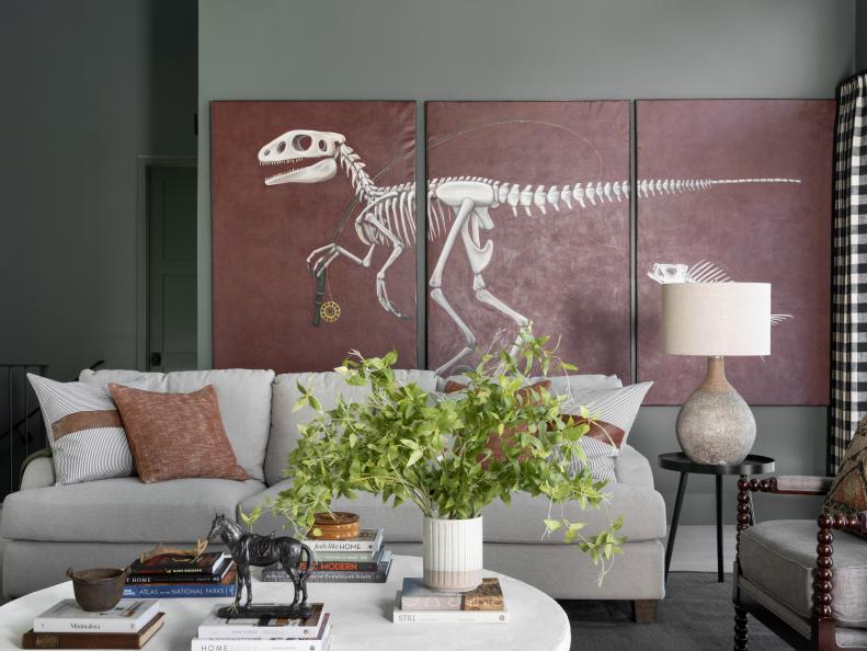 Dinosaur Art in Living Room