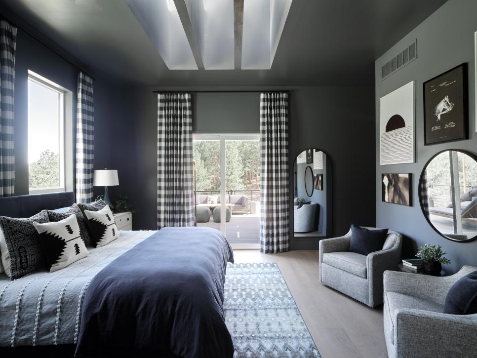 Blue Gray Bedroom With Deck