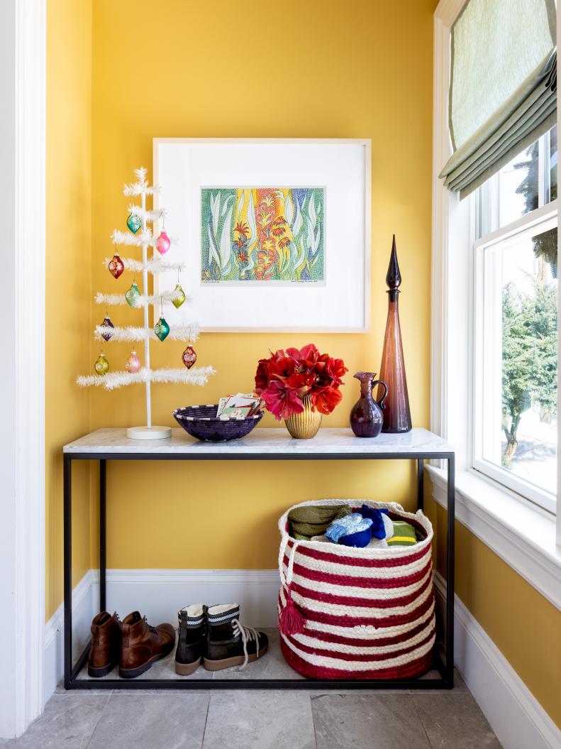 Bright Yellow Holiday Entryway