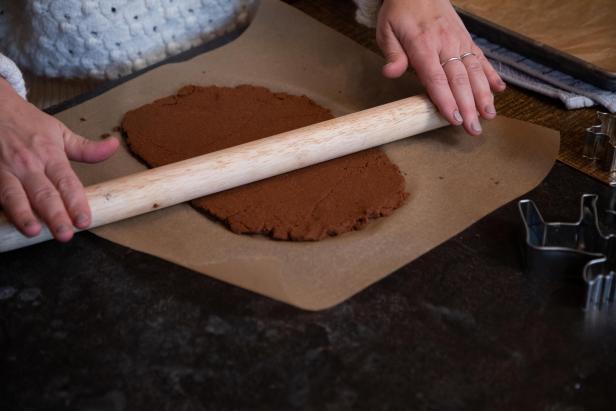 Rolling Out Gingerbread Dough on Parchment