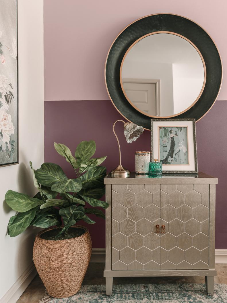 Mauve and Purple Entryway Accent Wall