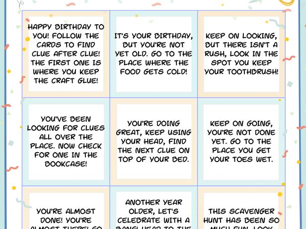 Free, Printable Birthday Scavenger Hunt for Kids | HGTV