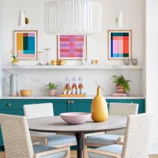 Bright, Colorful Kitchen With Teal Cabinets