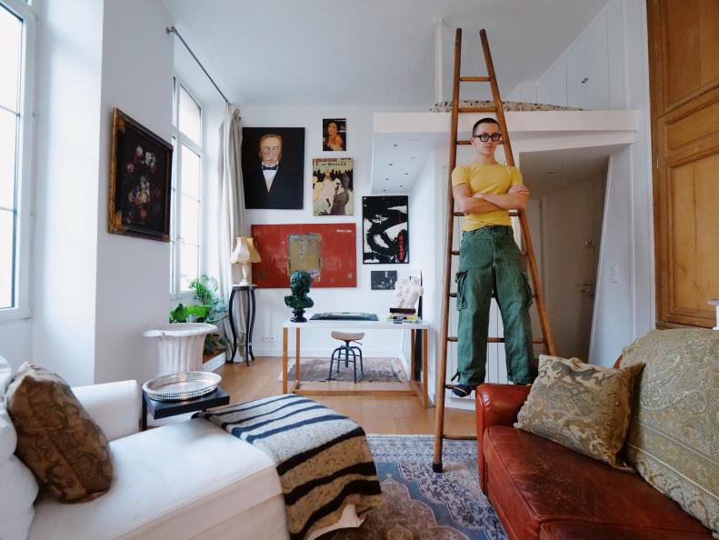 Traveler Damon Dominique in his Paris apartment