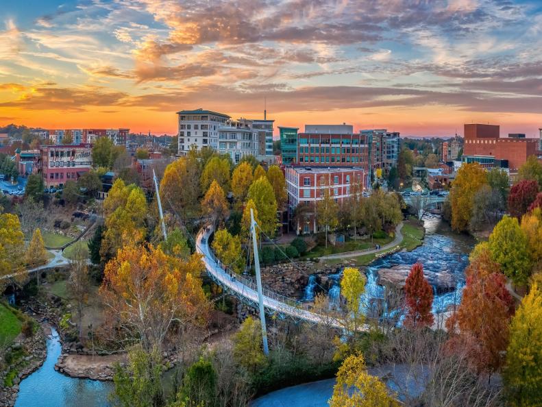 An aerial view of Greenville, South Carolina