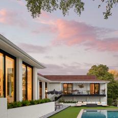 Backyard With Black and White Tiles