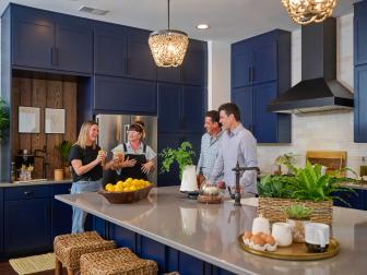 As seen on HGTV’s Rock the Block, Jonathan and Jordan Knight appears as guest judges to determine the winning team of the kitchen challenge.