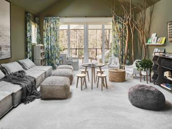 The playroom at HGTV Smart Home 2022 is a complete imagination lounge with screen-free activities to engage creative minds and ample space to relax and refill the inspired energy of kids of all ages.