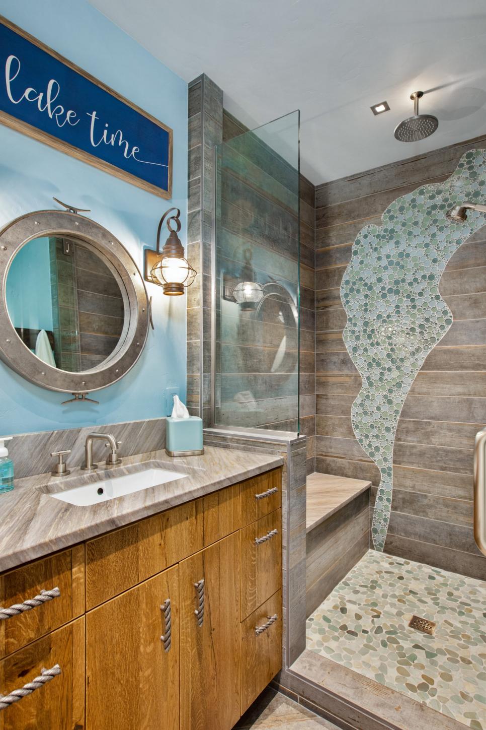 Coastal Bathroom With Porthole Mirror HGTV
