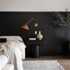 Contemporary Bedroom With Black Paneling