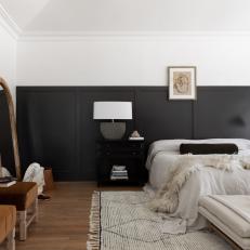Neutral Contemporary Bedroom With Black Paneling