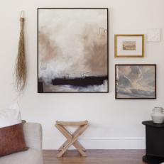 Gallery Wall and Wood Stool