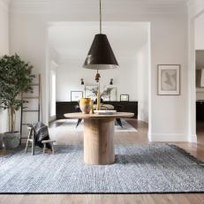 Neutral Contemporary Foyer With Black Pendant