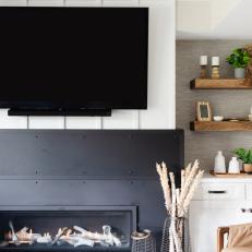 Black Fireplace and TV