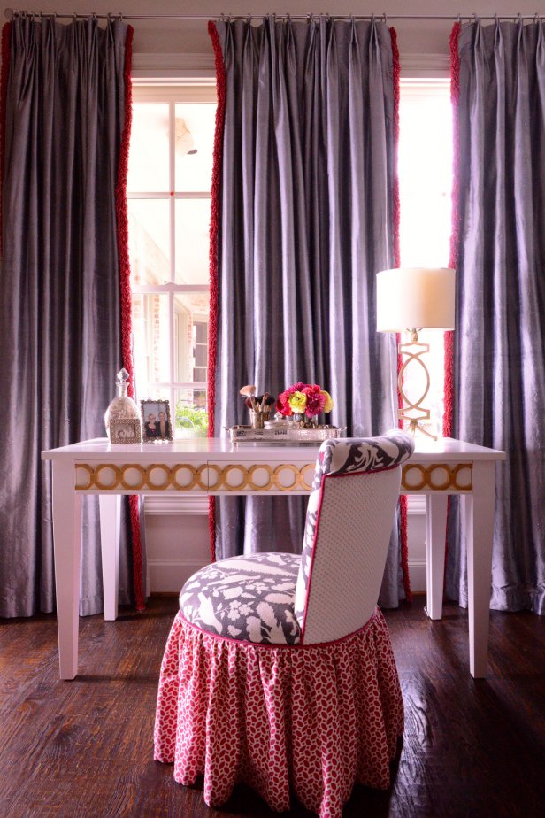 Shabby Chic Home Office With Patterned Chair 