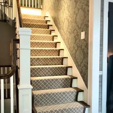 Gray Stairs With Damask Wallpaper
